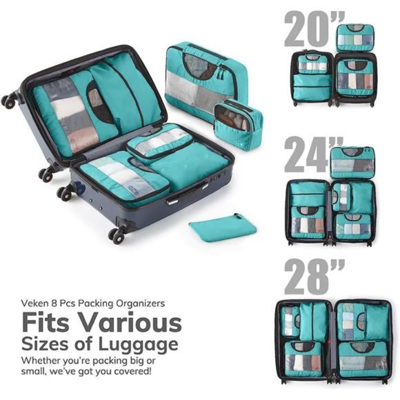 8Pcs Packing Cubes for Suitcases Organizer Bags Set for Travel Essentials Bags - Picture 7 of 7